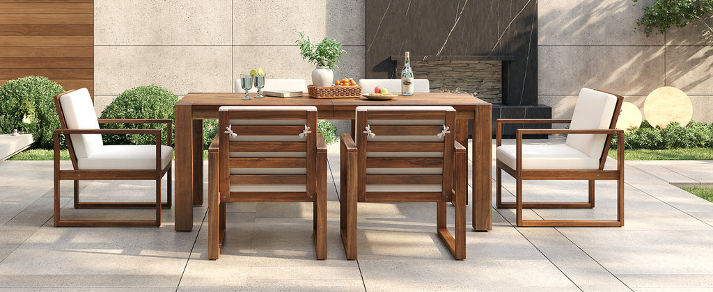 TREXM Patio Table and Chairs Set, Outdoor Dining Set for 6