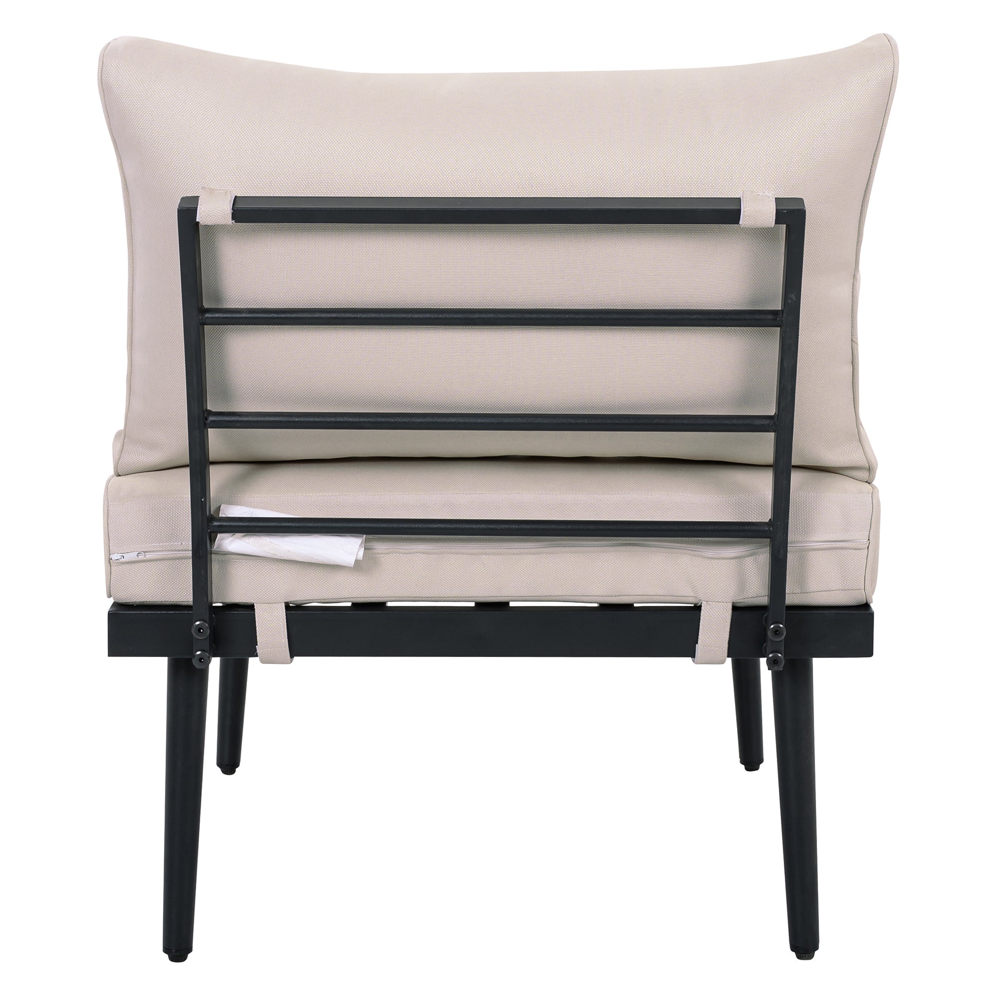 TREXM 6-Piece Outdoor Sectional Sofa Set with Round Nesting Coffee Tables
