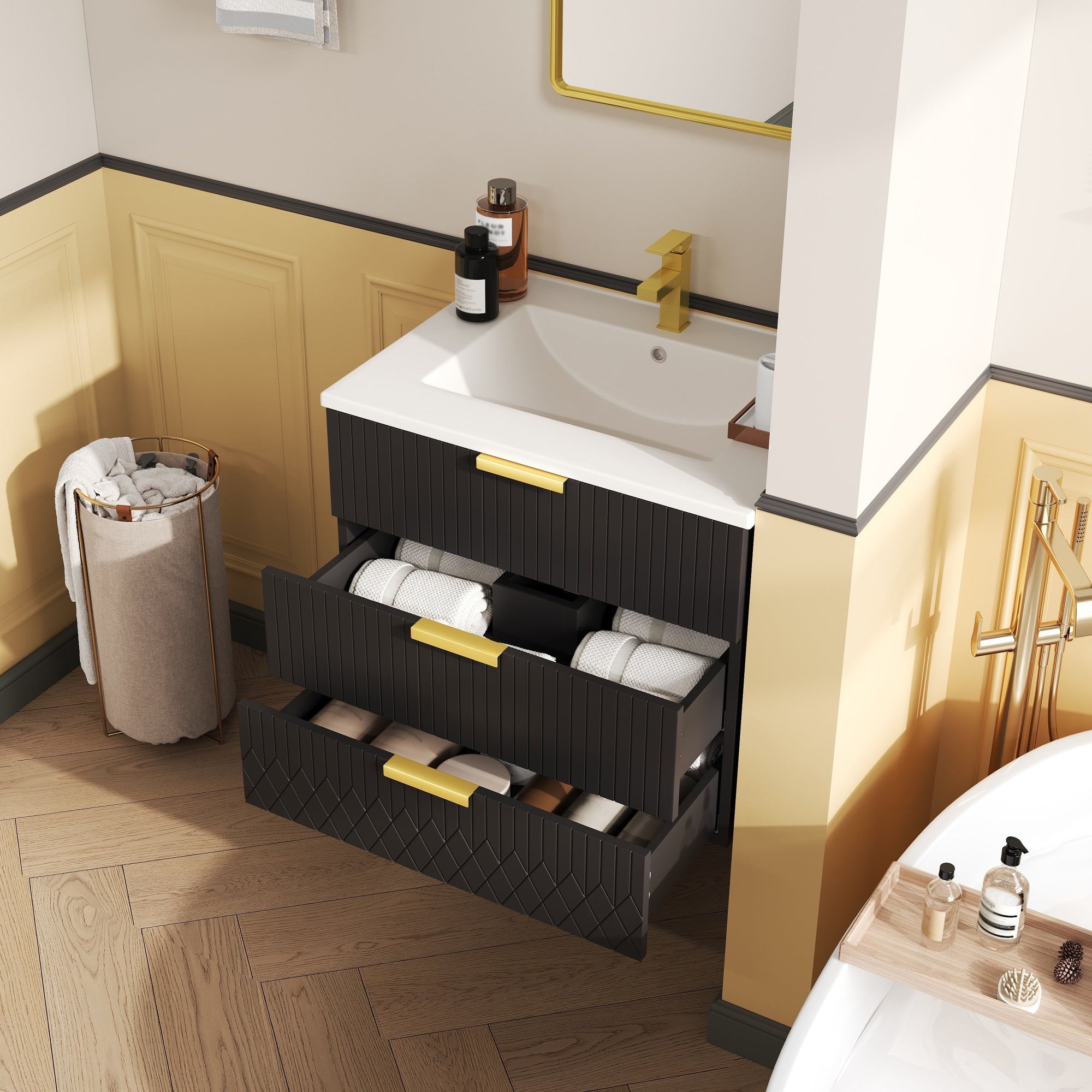 24-Inch Wall Mounted Floating Cabinet with Sink