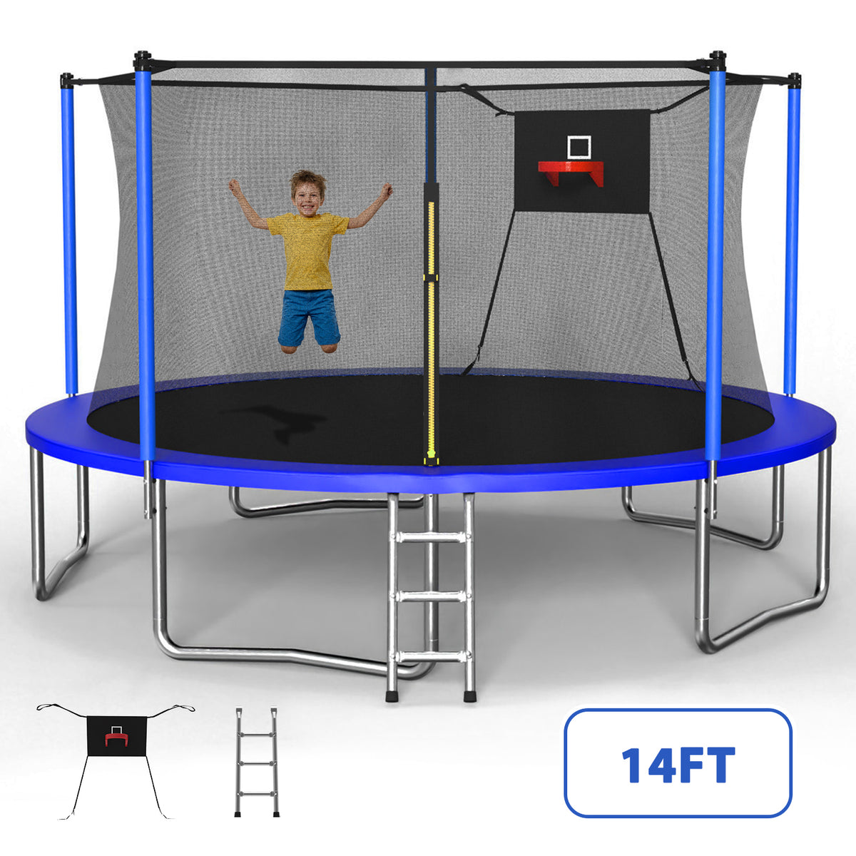 14FT Trampoline with Enclosure Net