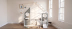 Twin House Bed with Slide, Ball Light Strip, Gray