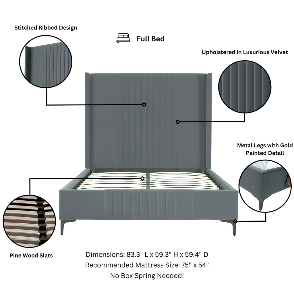 Promenade Upholstered Velvet Full Bed