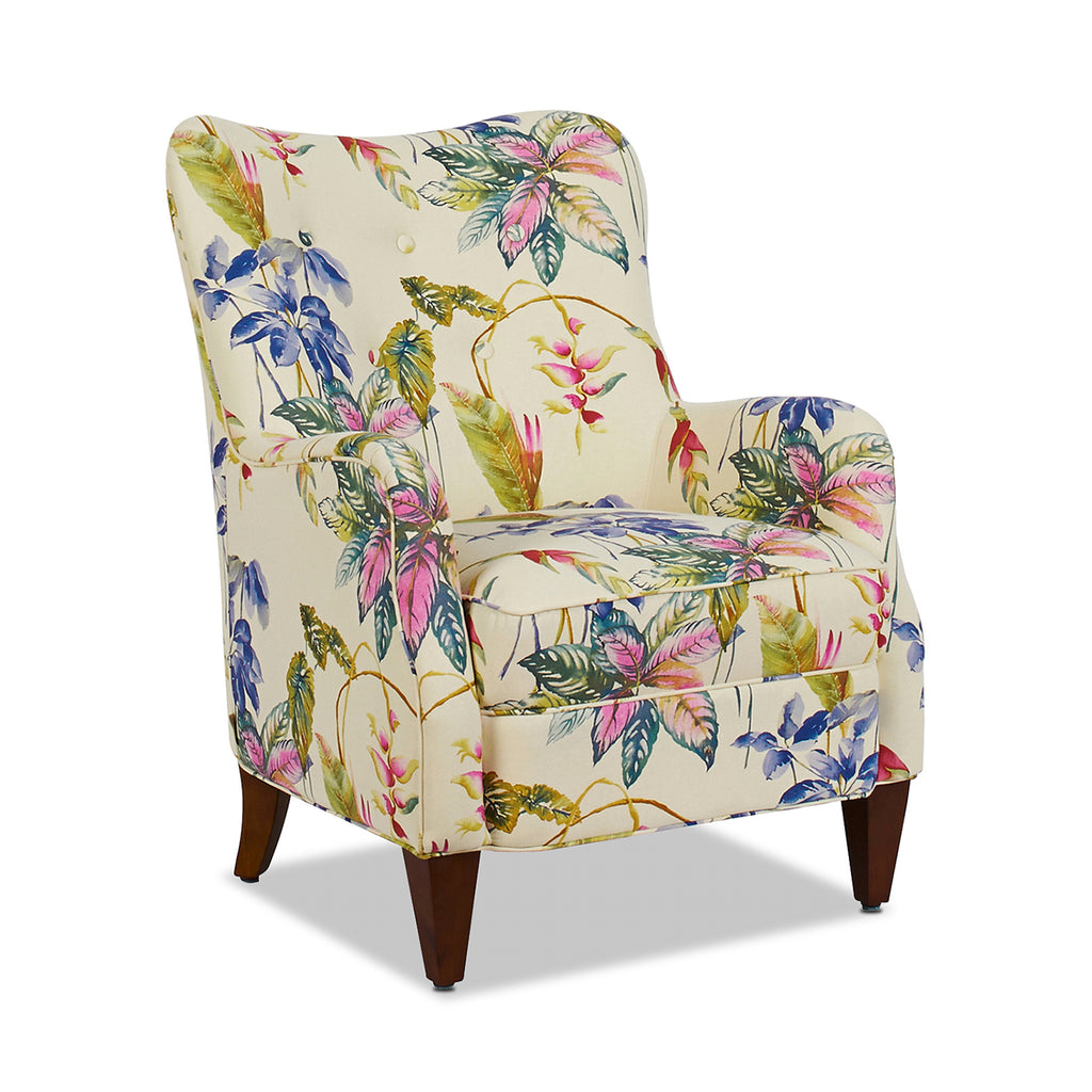 Paradise Upholstered Arm Chair, Off-White/Floral Printed On Cotton