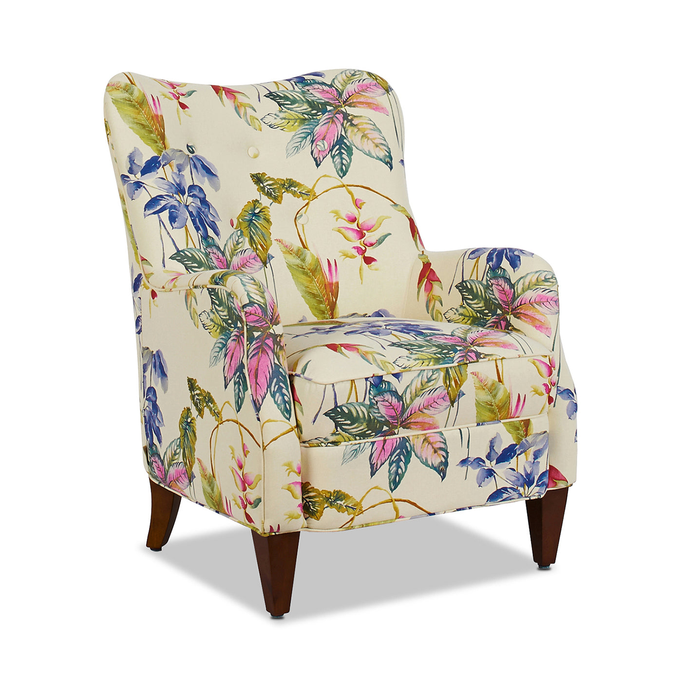 Paradise Upholstered Arm Chair, Off-White/Floral Printed On Cotton