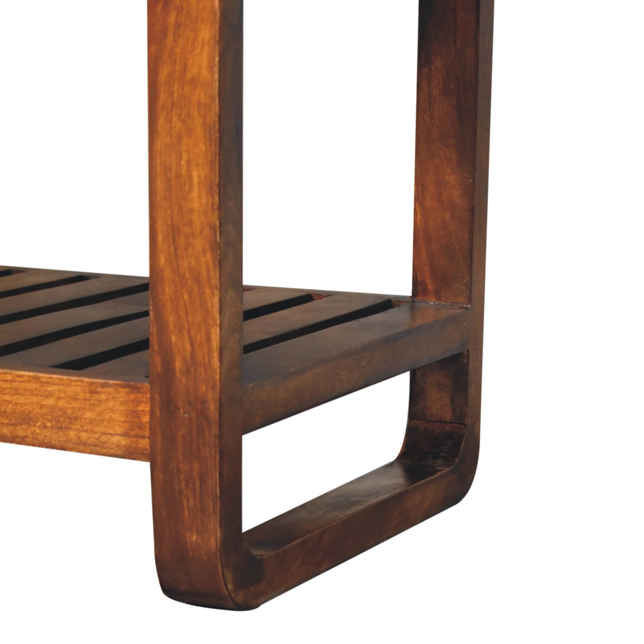 Solid Wood Small Buffalo Slatted Bench with Open Storage