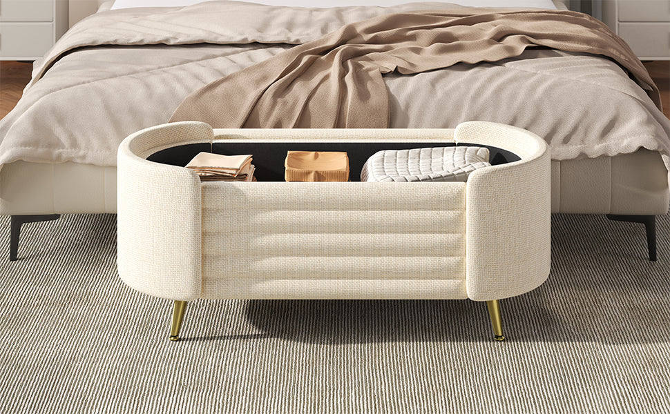 Modern Storage Ottoman Upholstered Storage Bench