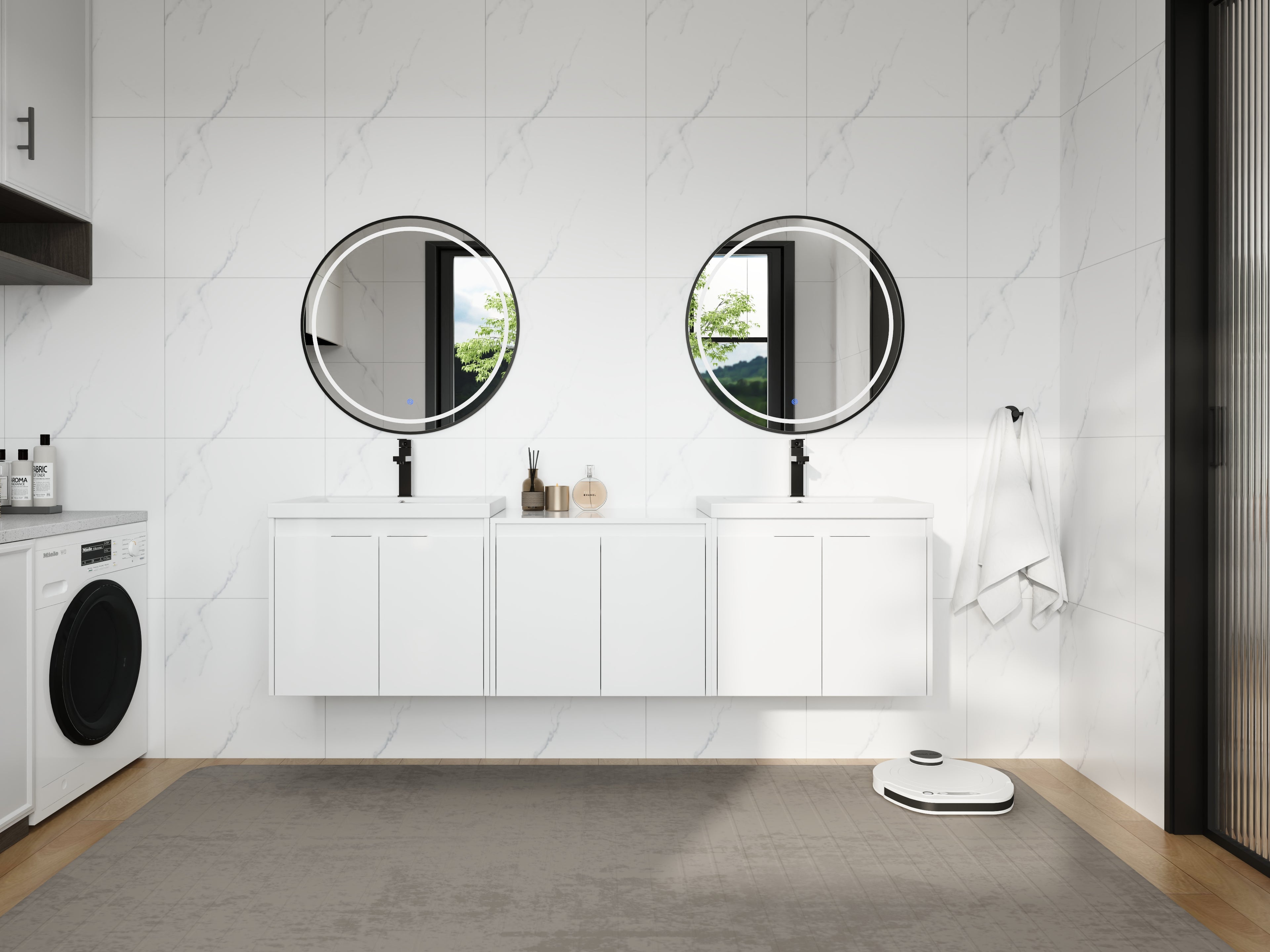 Stylish 72" Bathroom Vanity With Resin Sink