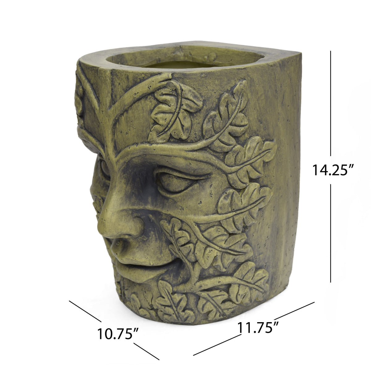 MGO Garden Urn Planter Antique Green Outdoor Patio Flower Pot Cast Stone 14.25"