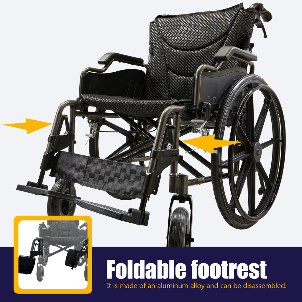 Aluminum Alloy Transport Wheelchair with 18" Seats