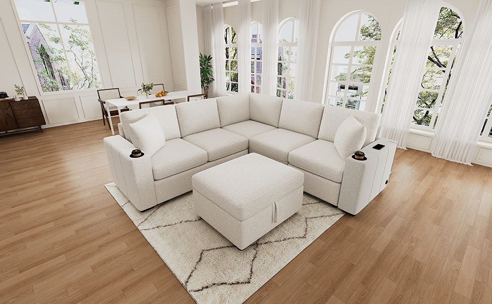 84.7" Sectional Sofa Convertible Pull-out Bed