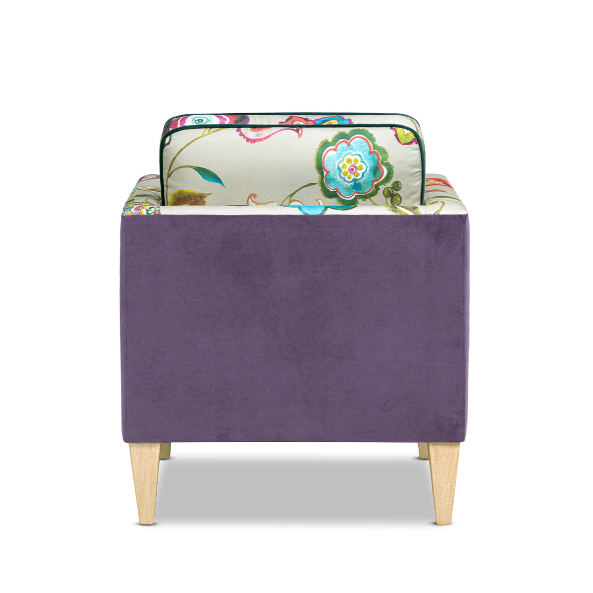 Mamba 28-Inch Patchwork Accent Chair, Teal and Purple Velvet