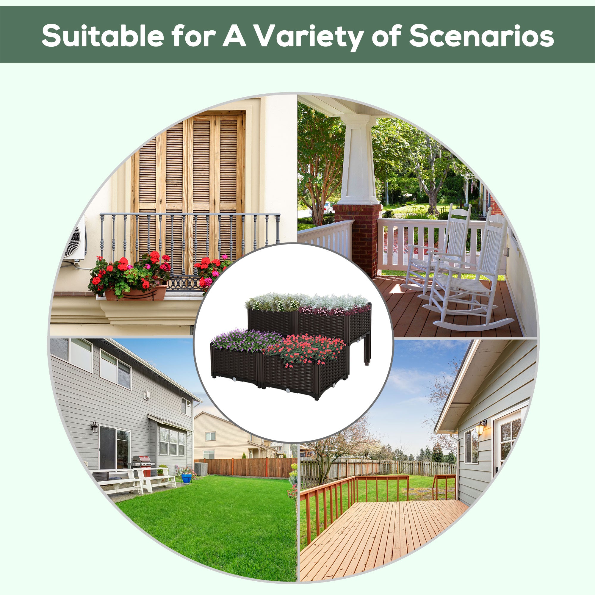 Outsunny 4 Piece Raised Garden Bed with Legs, Self-Watering Planter Box