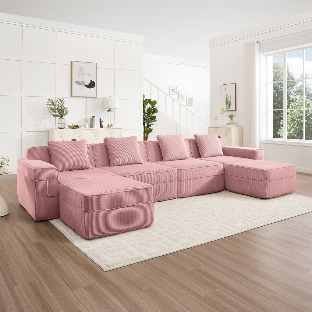 Modular 4 Seat U Shape Sectional Boneless Sofa