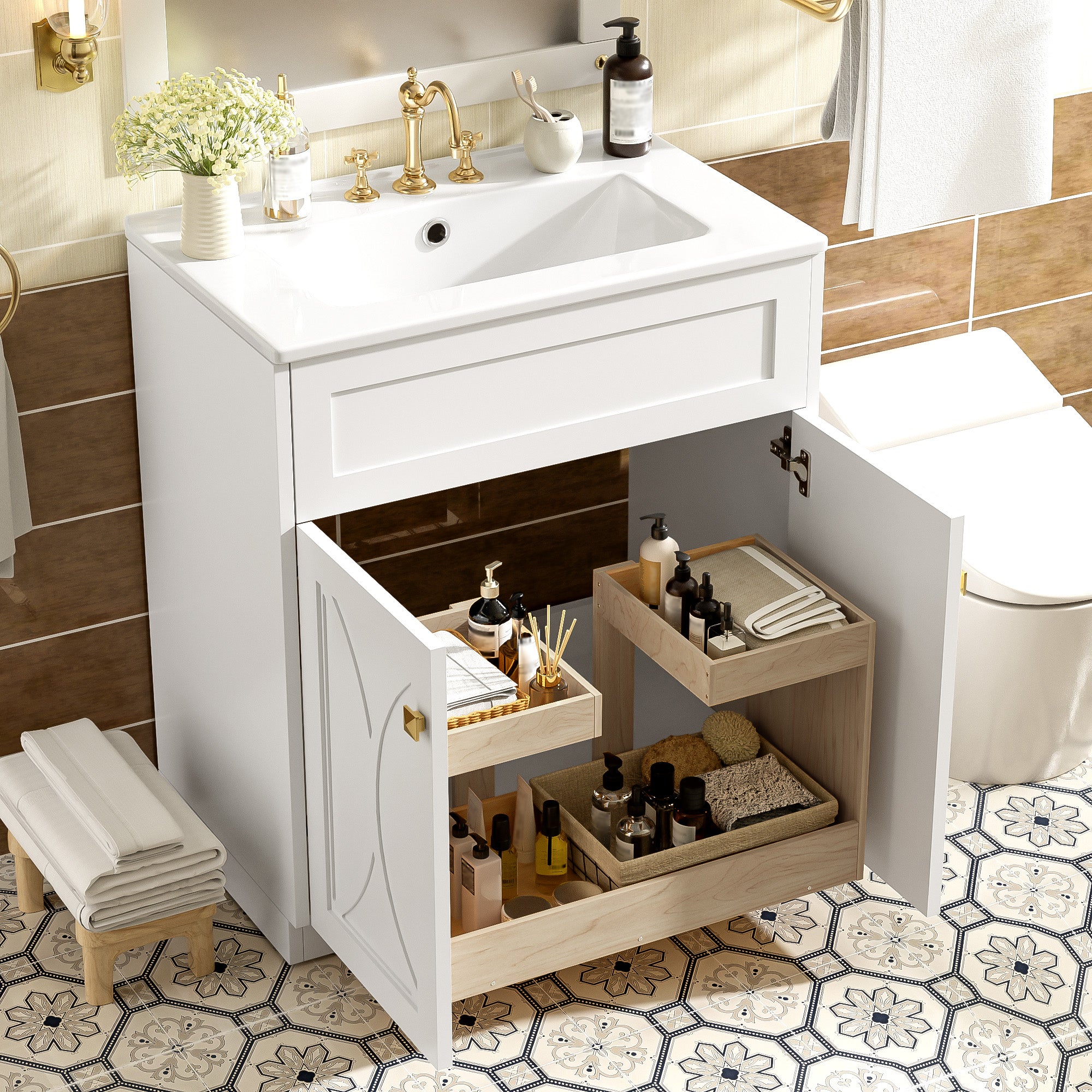 30'' Bathroom Vanity with Ceramic Sink Combo