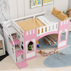Twin Size Loft Bed With Storage Staircase And Window