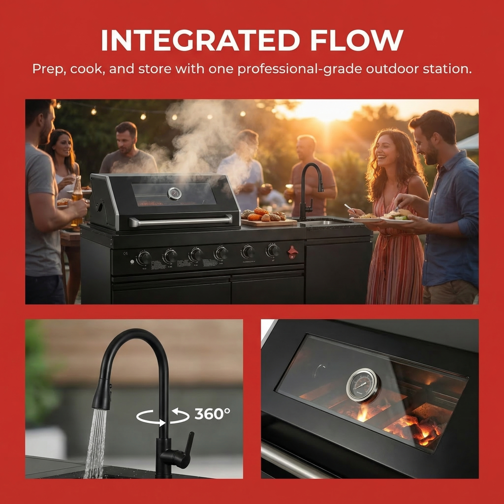 Deluxe Stainless Steel Propane Gas Outdoor Kitchen Grill