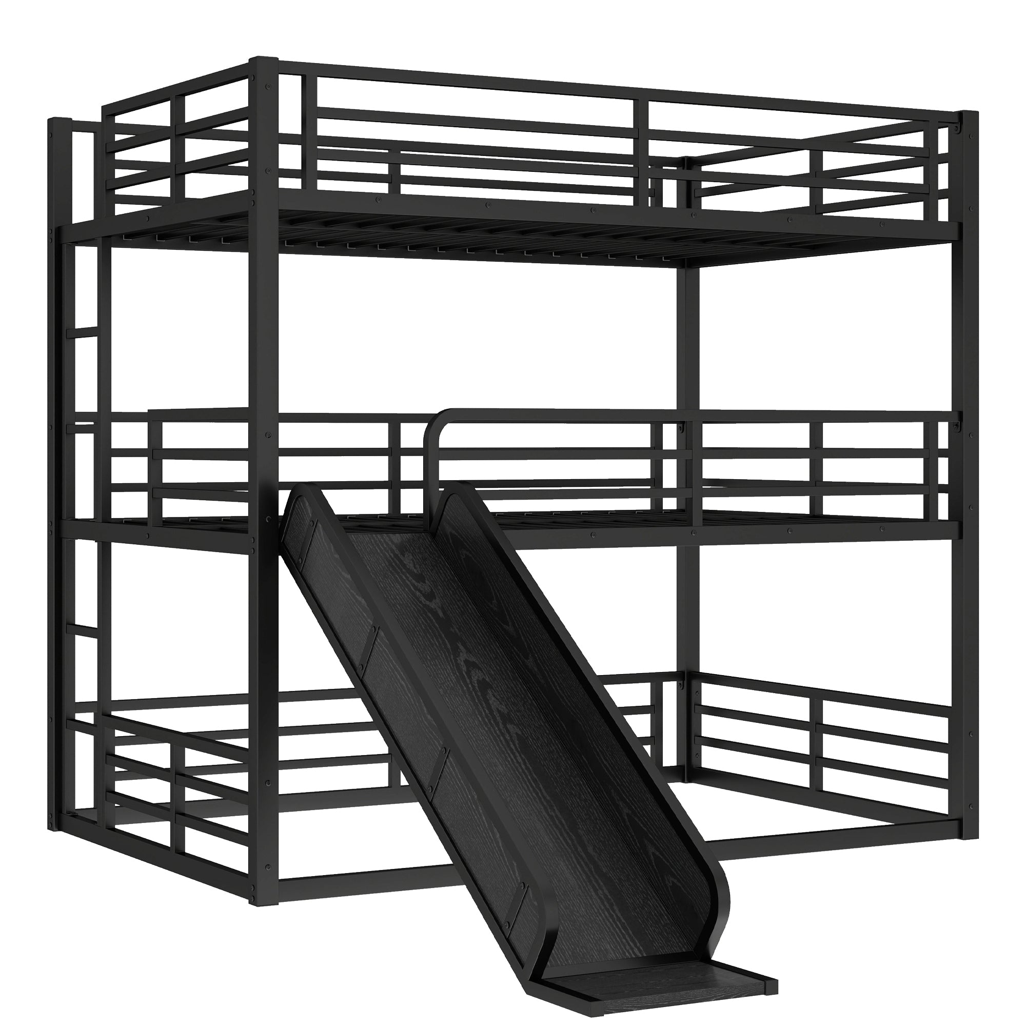 Full Over Full Over Full Bunk Bed with Slide