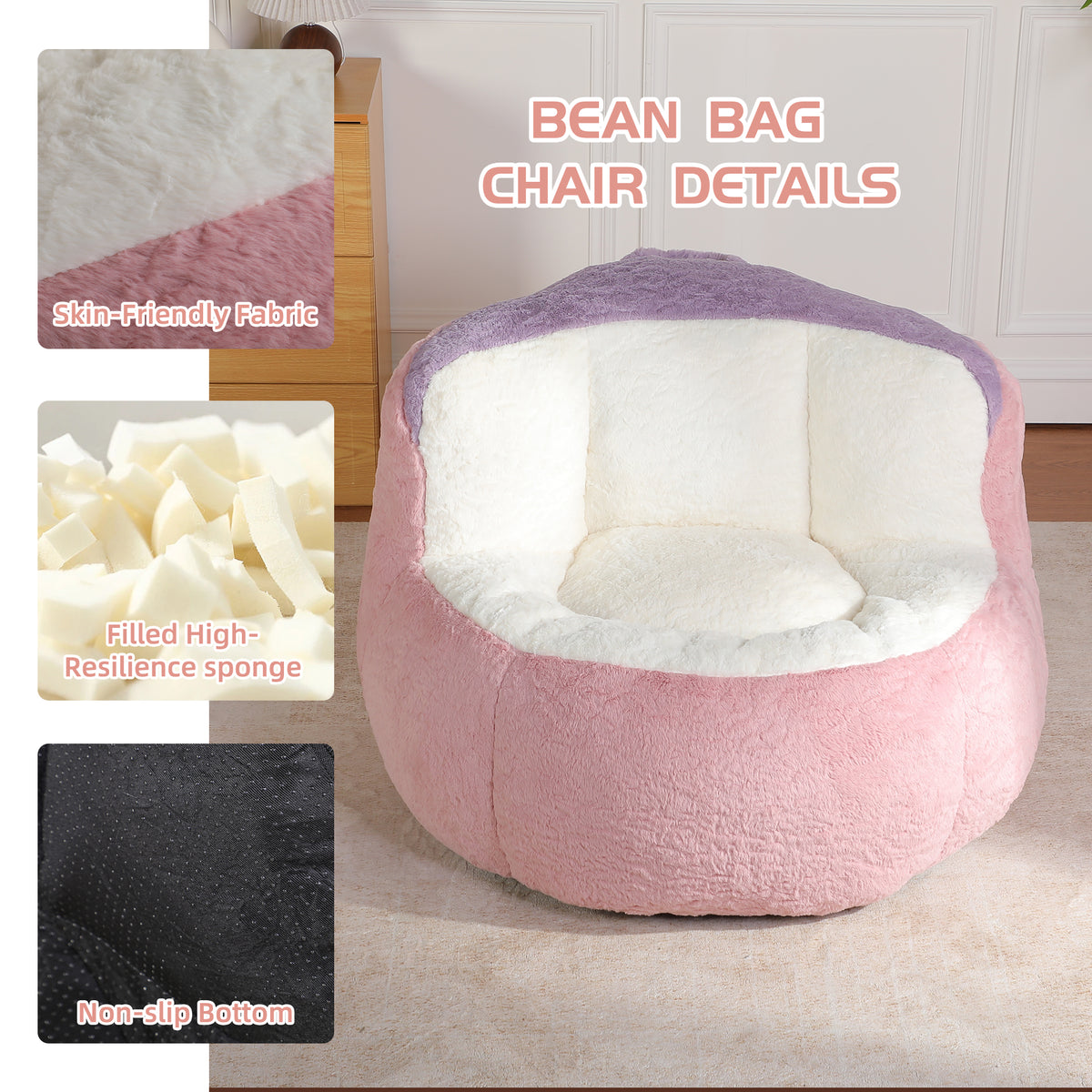 Oversized Bean Bag Chairs in Multicolor Faux Fur