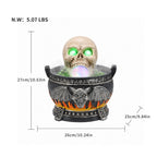 Halloween Skull Cauldron Statue with LED Light