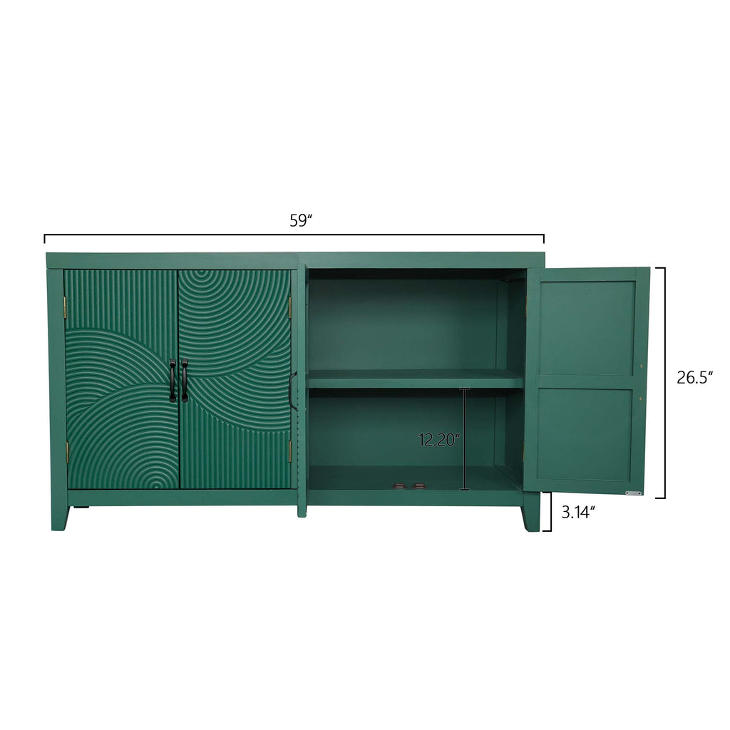 59" Green Accent Cabinet with 4 Doors