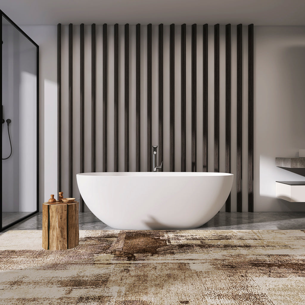 66.9 Inch Freestanding Solid Surface Soaking Bathtub