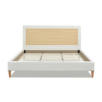Haley Upholstered Cane-Back Platform Bed, Queen
