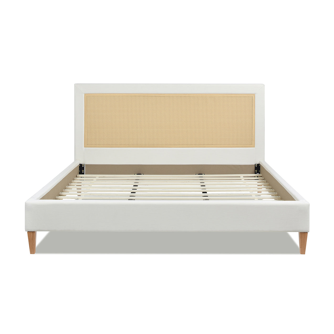 Haley Upholstered Cane-Back Platform Bed, Queen