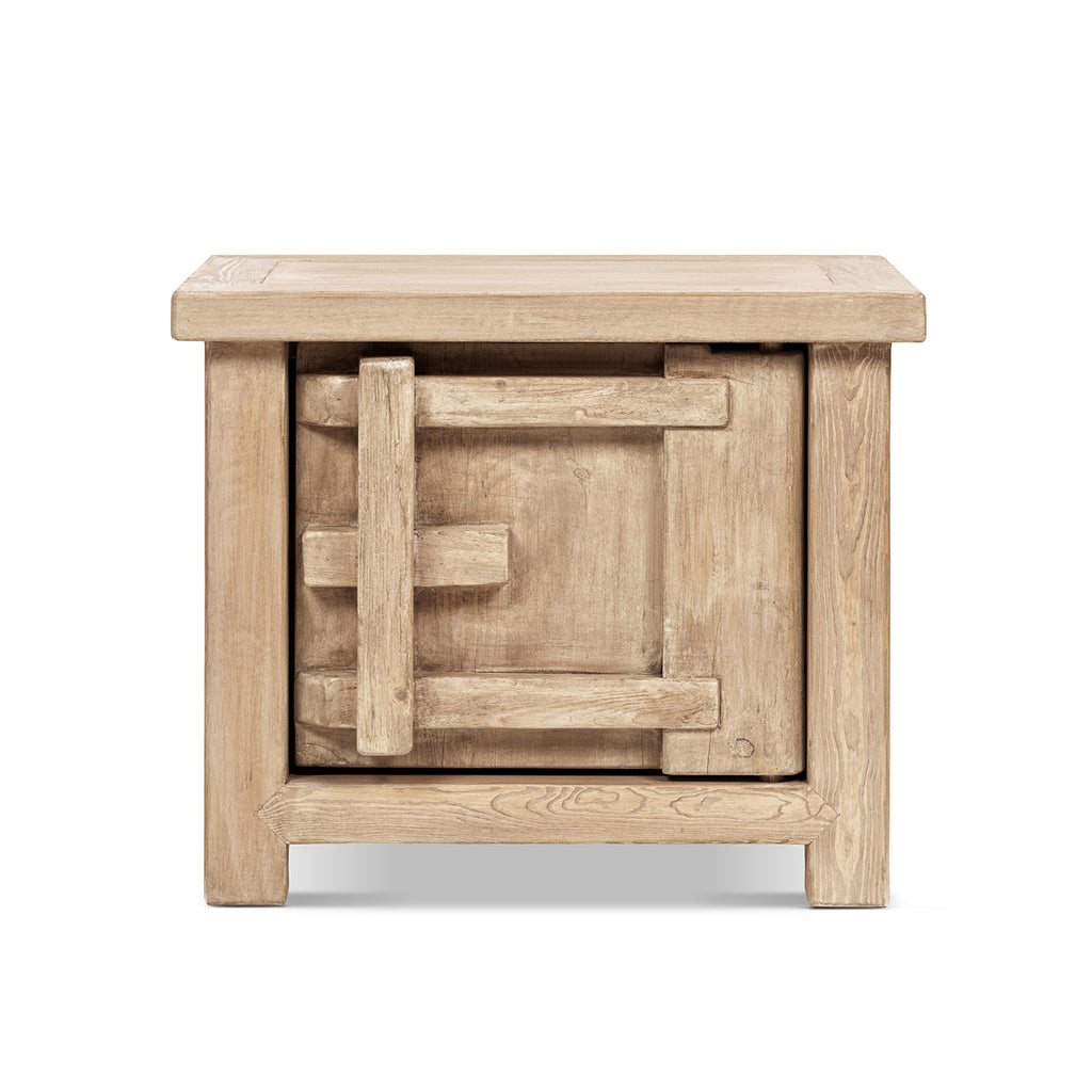Rowan 28.5" Solid Reclaimed Pine Wood Left Side Table, Heritage Light