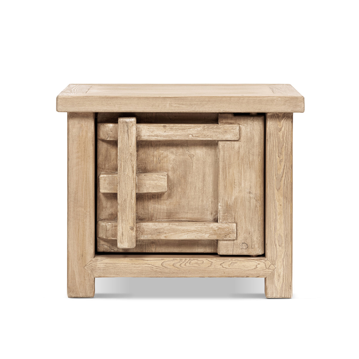 Rowan 28.5" Solid Reclaimed Pine Wood Left Side Table, Heritage Light
