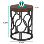 20" Round Industrial Side Table with Metal Openwork Frame