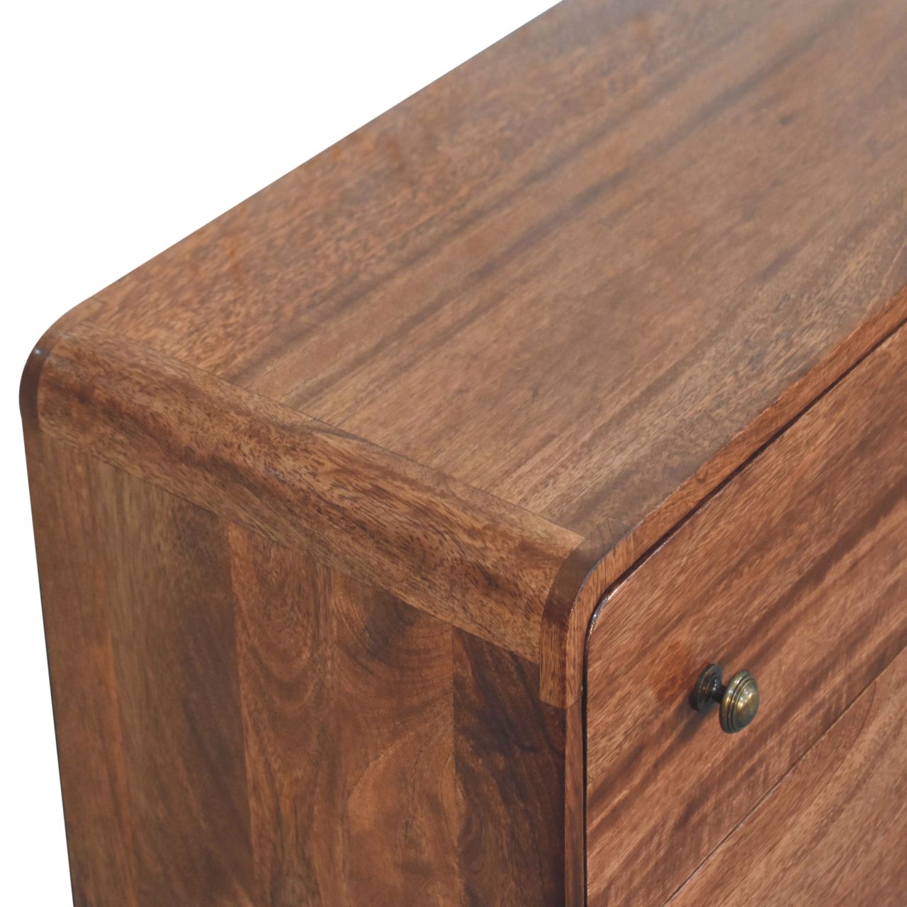 Solid Wood Curved Honey Chest of Drawers