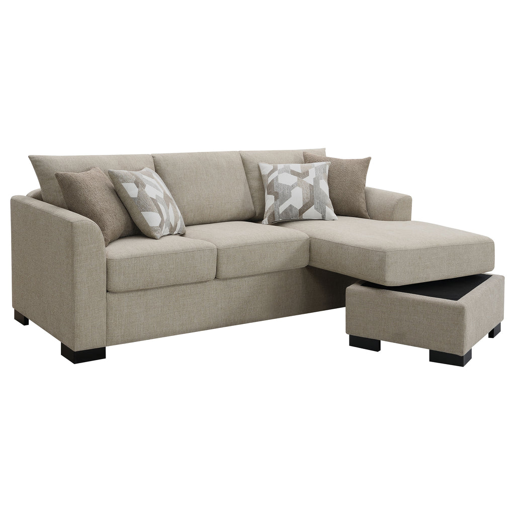 Pacheco Camel Upholstered Sleeper Sectional Chaise Sofa