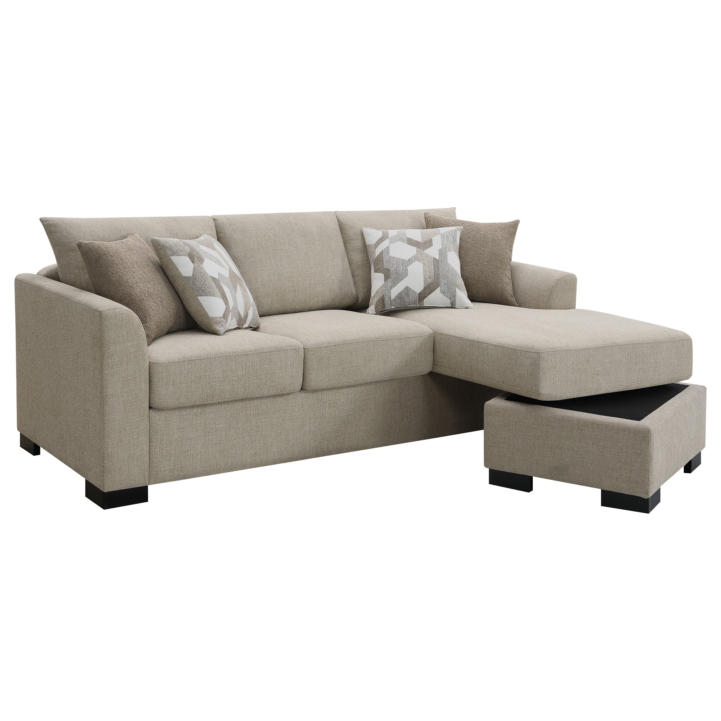 Pacheco Camel Upholstered Sleeper Sectional Chaise Sofa