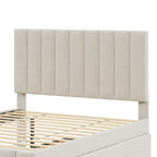 Full Size Upholstered Platform Bed with Twin Size Trundle and 3 Drawers