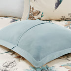 7 Piece Printed Cotton Twill Comforter Set Khaki Queen