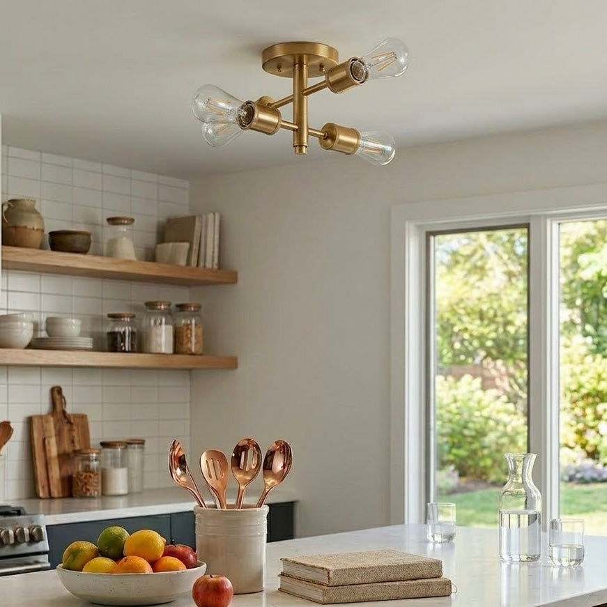 Ephemeral Four Lights Semi Flush Mount Pendant