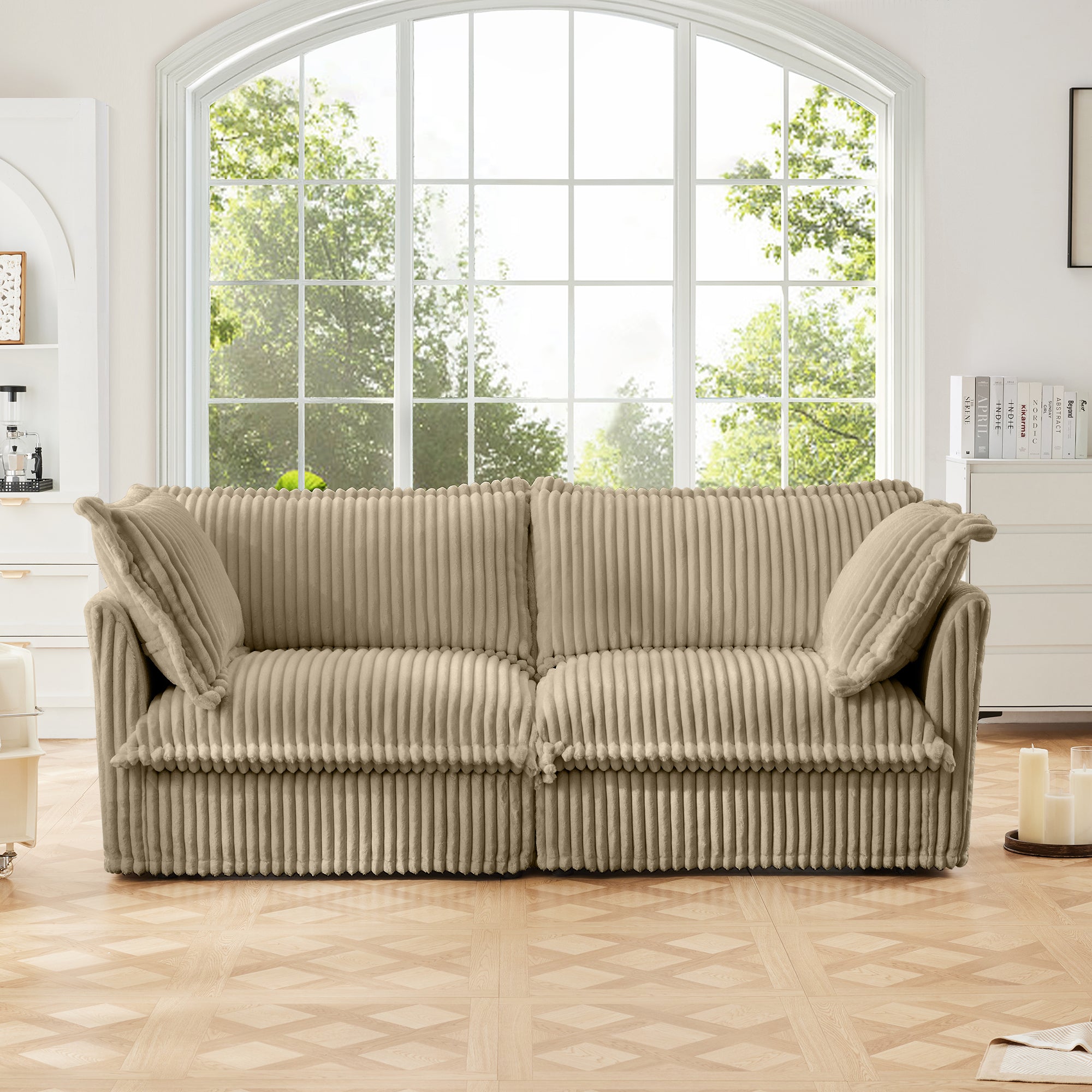 Modern Slipcovered 2-Seat Sofa Couches for Living Room