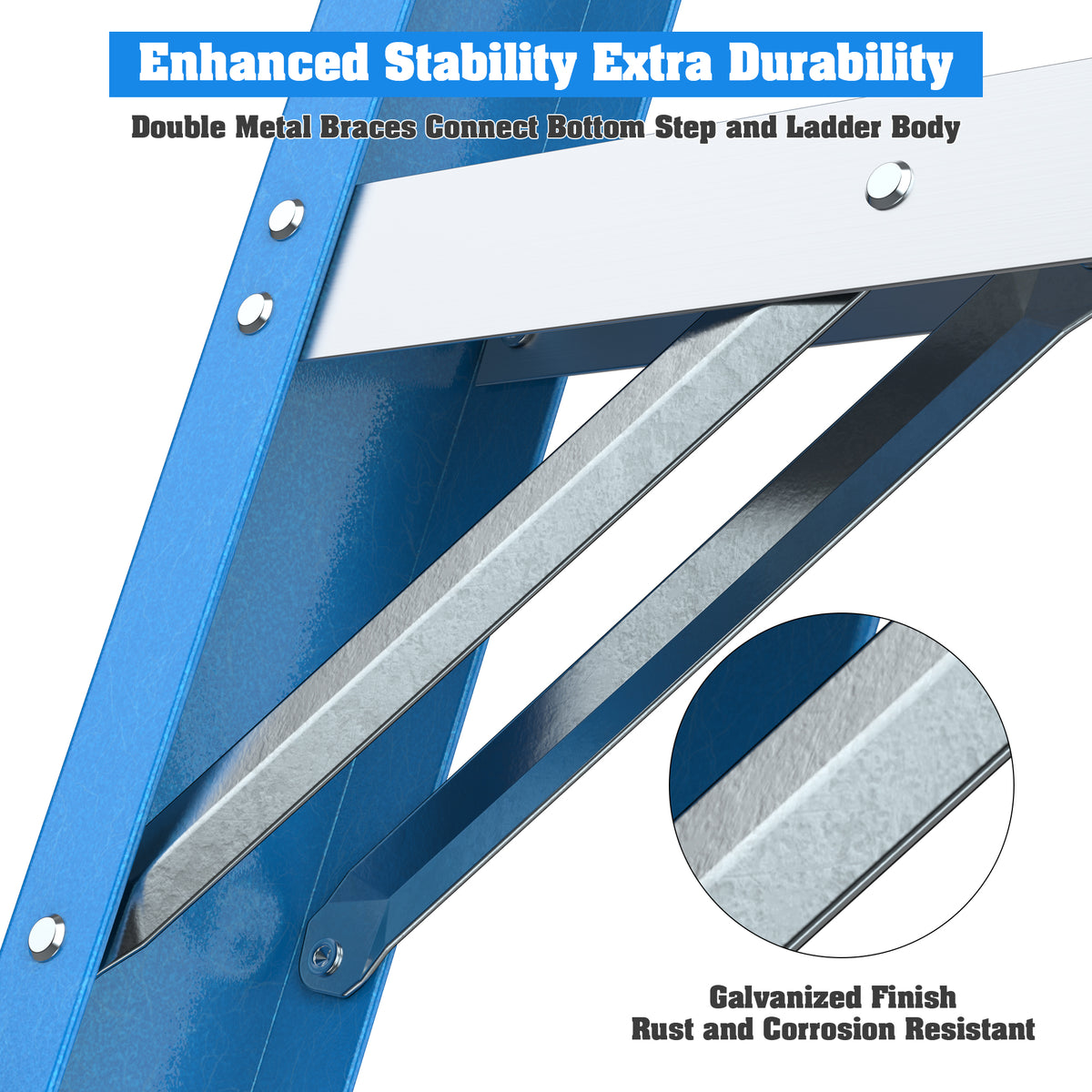 Fiberglass Single-Side Ladder, 6-Step, Non-Conductive, Blue
