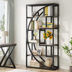 70.47" Height Industrial 5-Tier Vintage Etagere Bookcase