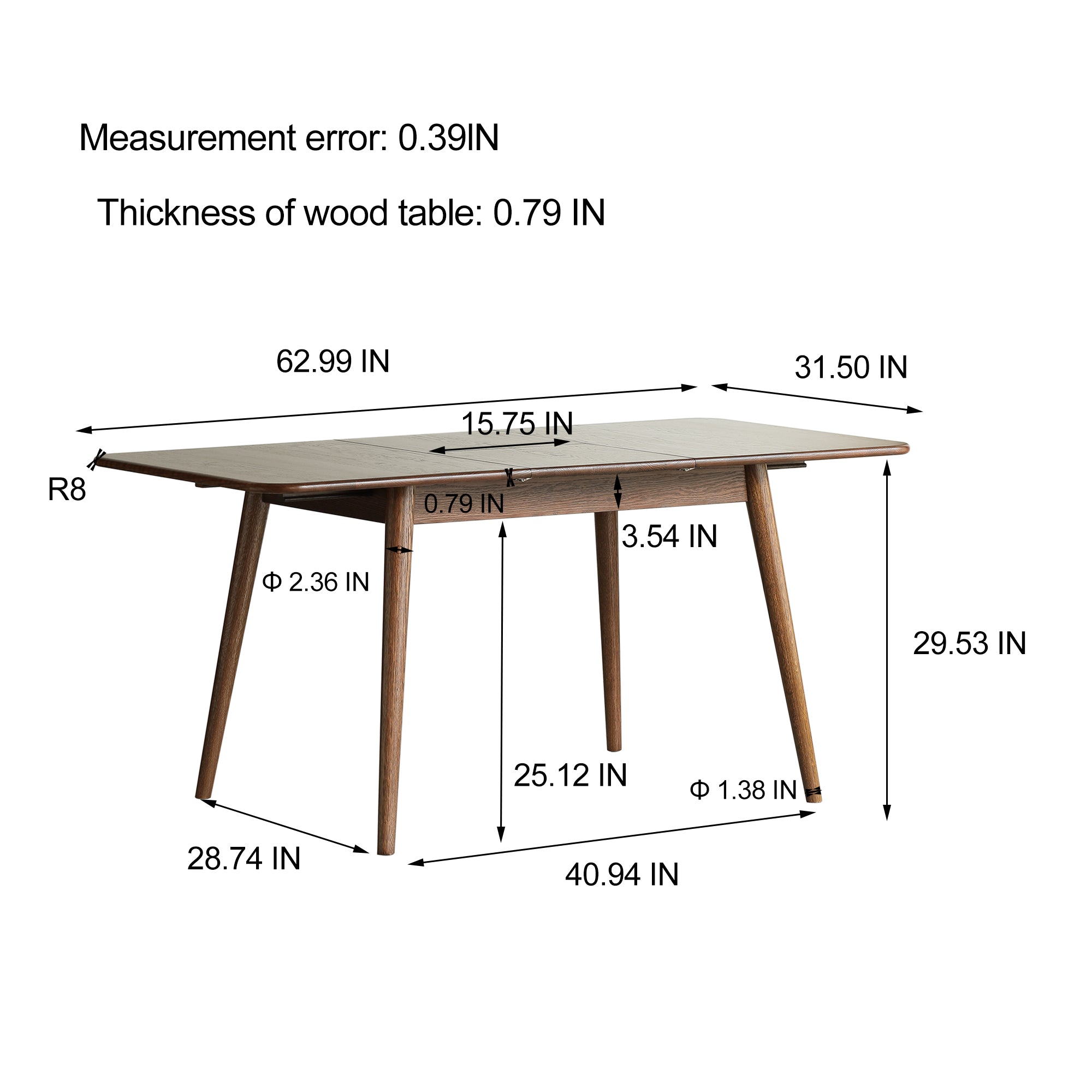 Walnut Color Solid Dining Table