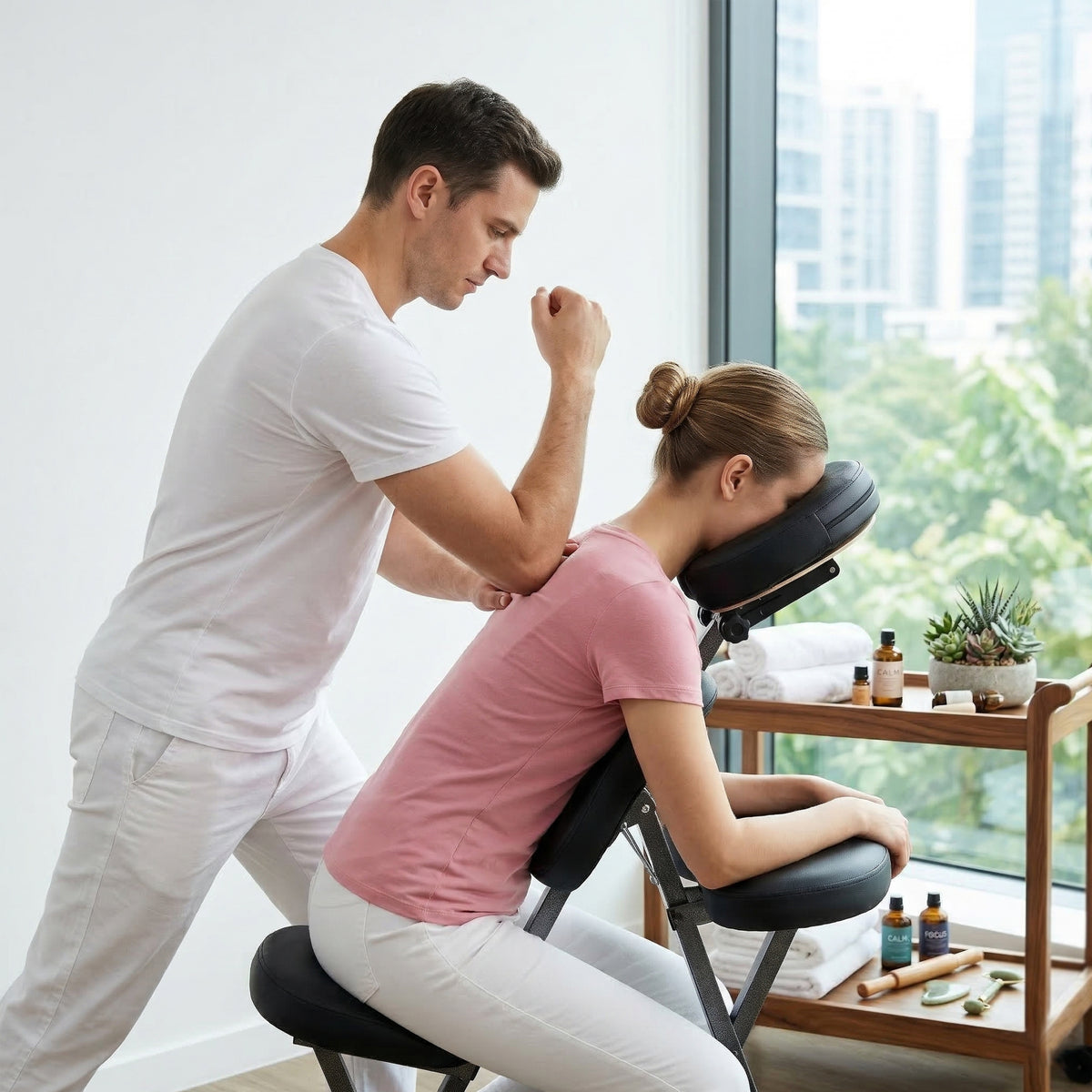 Portable Massage Chair for Tattoo and Spa with Adjustable Face Cradle