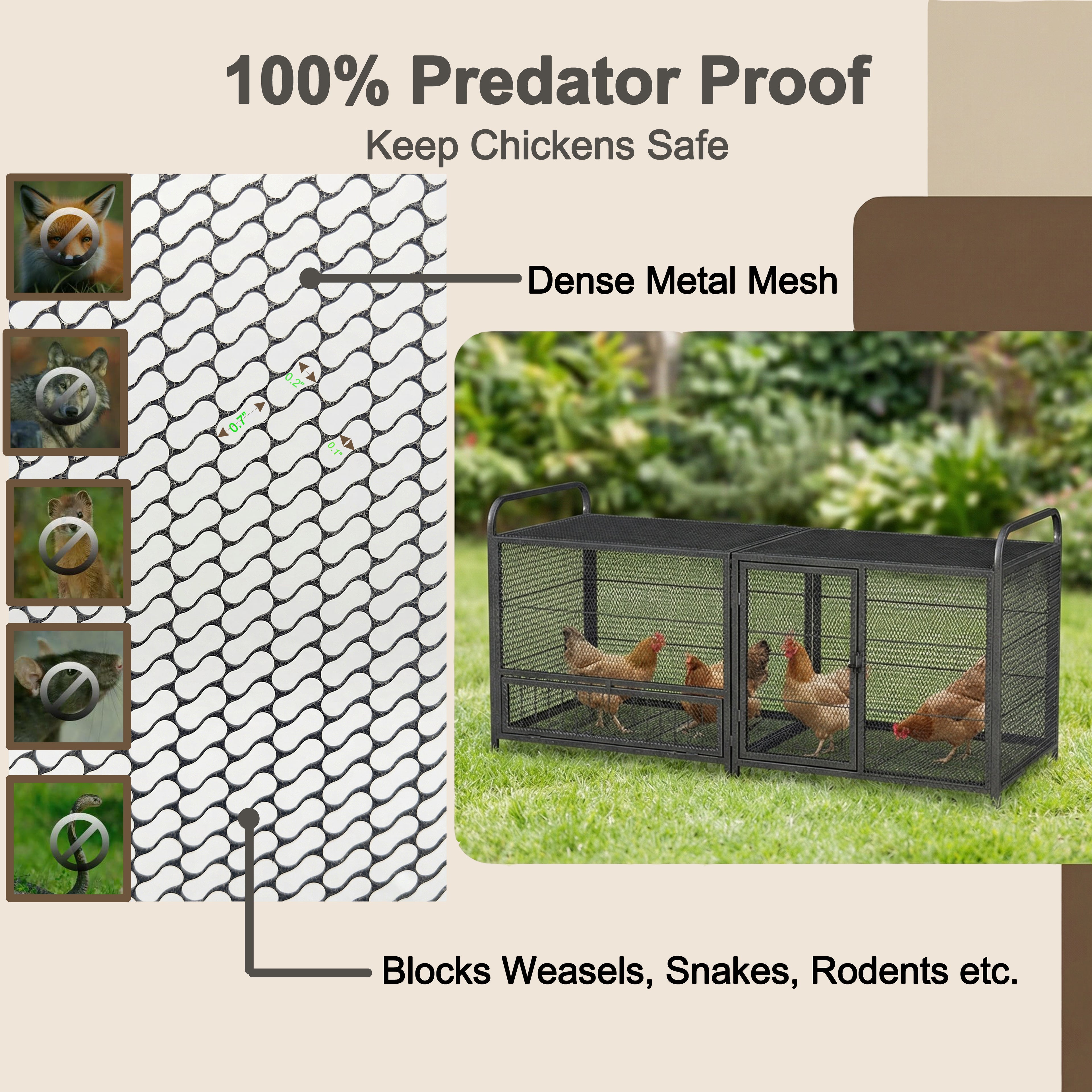 63" Chicken Cage Metal Poultry Breeding Coop