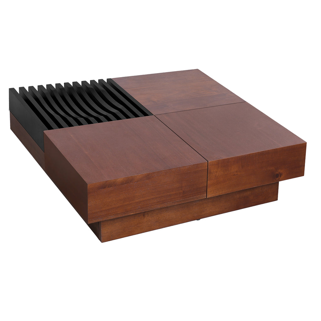 Italian Retro - Inspired Acacia Wood Storage Coffee Table