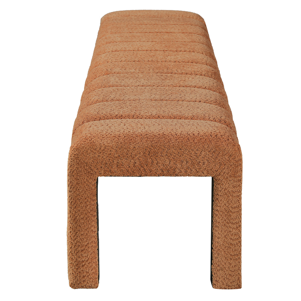 63-Inch Modern Minimalist Multi-Functional Boucle Bench - Orange