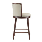 Evalyn Wood Upholstered Barstool in Stone
