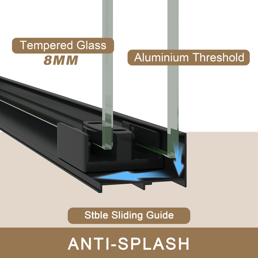 56-60" W × 72" H Tempered Glass Aluminum Frame Double Sliding Shower Door
