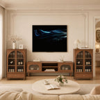 Vintage Farmhouse Arched Glass Accent Cabinet