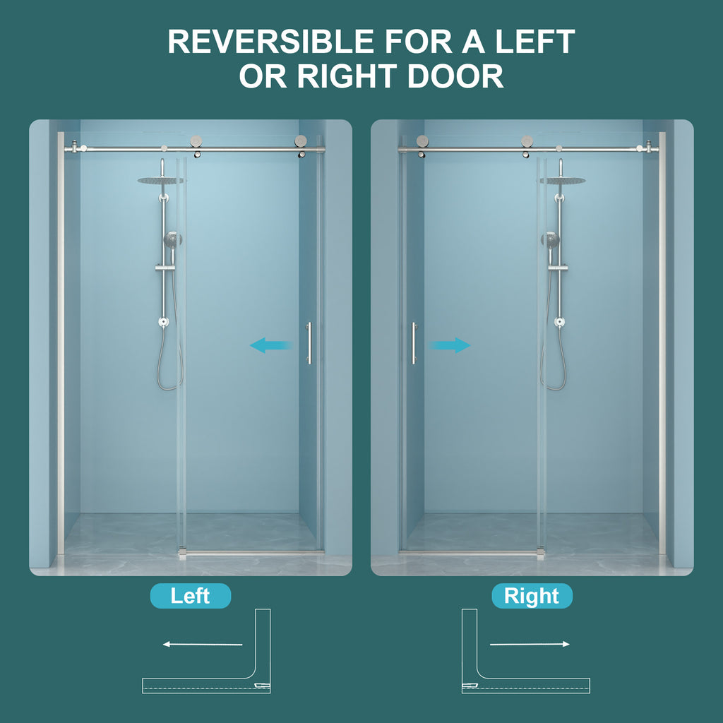 Brushed Sliding Bypass Shower Door 48" W x 76" H