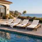 Black Iron + Teak Finish Chaise Lounge Set