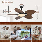 52-Inch Tropical Palm Leaf Ceiling Fan with Lights & Remote Control